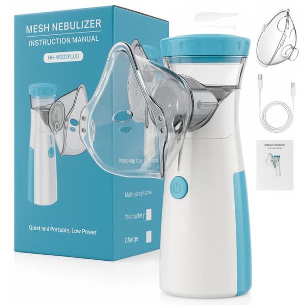 Portable Mesh Nebulizer – USB Rechargeable Silent Handheld Inhaler for Adults & Kids