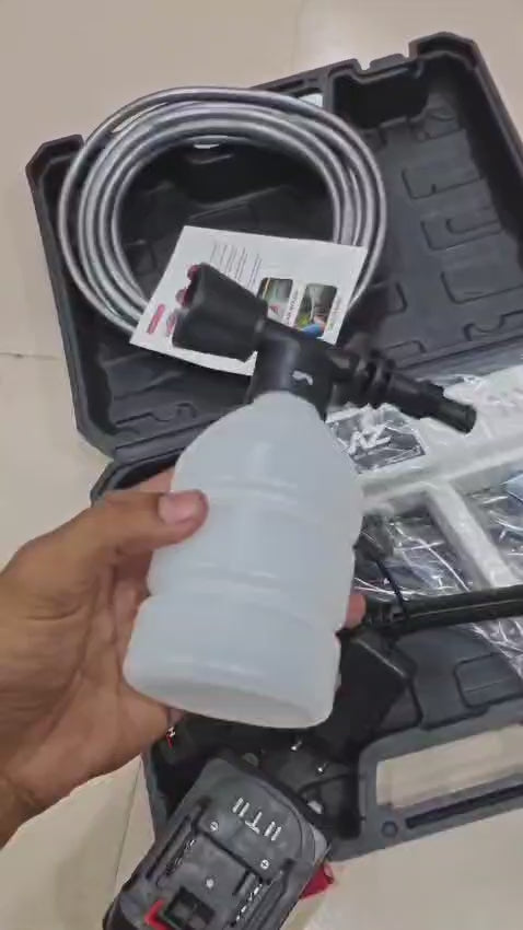 Cordless High Pressure Washer Gun with Foam Sprayer Bottle | Portable Rechargeable Car & Home Cleaning Tool